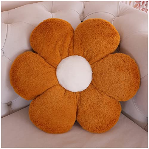 LANFIRE Blume Plüsch Kissen Bodenkissen Dekoratives Blumenkissen Sitzkissen Schlafsofa Kissen Möbel Innenkissen (60CM, Braun) von LANFIRE