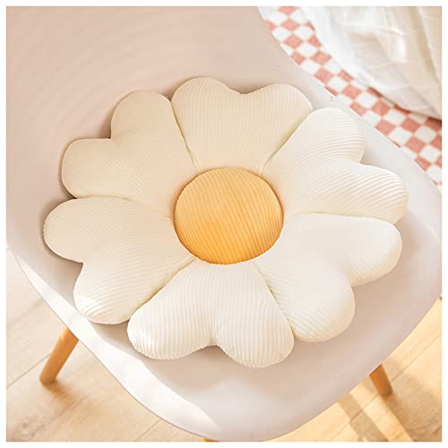 LANFIRE Blume Plüsch Kissen Kissen Bodenkissen Dekoratives Blumenkissen Sitzkissen Rückenlehnenkissen Schlafsofa Kissen (30CM, White Yellow) von LANFIRE