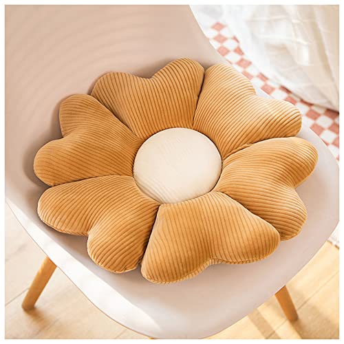 LANFIRE Blume Plüsch Kissen Kissen Bodenkissen Dekoratives Blumenkissen Sitzkissen Rückenlehnenkissen Schlafsofa Kissen (45CM, Brown White) von LANFIRE