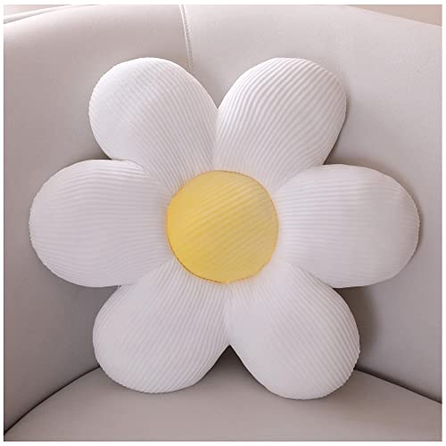 LANFIRE Blumen-Überwurfkissen, Sitzkissen, Bodenkissen, Blumenform, Bett, Sofa, Stuhl, Überwurfkissen (40 * 40 cm, White Yellow) von LANFIRE