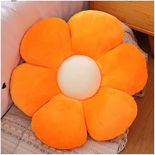 LANFIRE Kissen mit Blumen Bodenkissen Sitzkissen im Innenhof Dekokissen aus Plüsch Sitzkissen (65CM, Orange) von LANFIRE