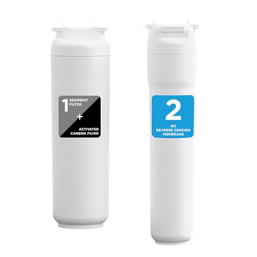 LANGWATER Ersatz-Wasserfilter-Set für TheWell 2 Auftisch Osmoseanlage – Filter 1 Kombinierter Sediment-Aktivkohlefilter, Filter 2 NSF 58-zertifizierte RO-Membran – Antikalk – Einfache Installation von LANG