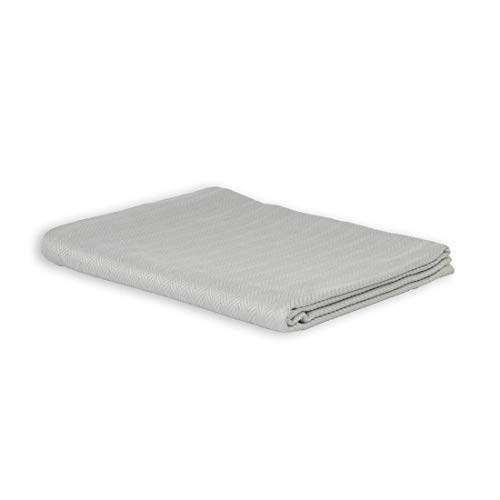 LANGDHUUS original Tagesdecke Zeitloses Fischgrät-Design | 150x220 cm | sterlinggrau | 100% Bio Baumwolle | Sommerdecke | Sofadecke | Baumwolldecke | Bettüberwurf von LANGDHUUS