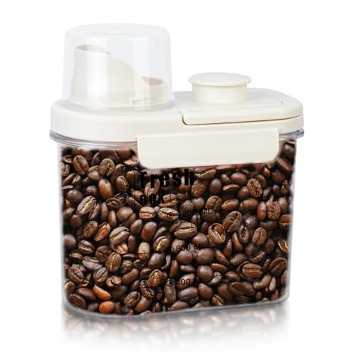 LANGMINGDE Vorratsdosen Set mit Deckel Luftdicht, Vorratsbehälter Küchen Aufbewahrung Organizer Spender für Trockenen Lebensmittel Schüttdose Müsli Getreide Mehl (1er Set x 1.6L - Creme Weiß) von LANGMINGDE
