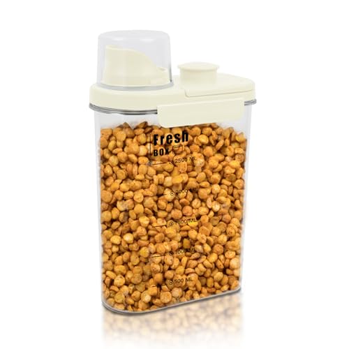 LANGMINGDE Vorratsdosen Set mit Deckel Luftdicht, Vorratsbehälter Küchen Aufbewahrung Organizer Spender für Trockenen Lebensmittel Schüttdose Müsli Getreide Mehl (1er Set x 2.8L - Creme Weiß) von LANGMINGDE