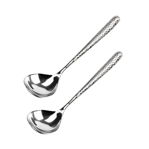 Schöpflöffel 2er Set, 20 cm Tafelsuppenlöffel Sauciere Schöpfkelle Edelstahl Suppenlöffel Portionsschöpfer Tischlöffel, Spülmaschinenfest Suppenkellen für Restaurant Küche Party Zuhause Veranstaltunge von LANGMINGDE