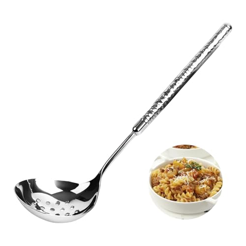 Schöpflöffel 2er Set, 20 cm Tafelsuppenlöffel Sauciere Schöpfkelle Edelstahl Suppenlöffel Portionsschöpfer Tischlöffel, Spülmaschinenfest Suppenkellen (Schlitz Servierlöffel 24x7CM) von LANGMINGDE