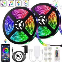 Bluetooth-LED-Streifen, 10 m (5 m x 2 m), LED-Streifen, 300 LEDs, 5050 RGB, IP65, Steuerung über Smartphone-App, Synchronisierung mit von LANGRAY