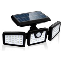 Solar-Sicherheitsleuchte mit Bewegungsmelder, leistungsstarker Außen-Wandstrahler mit 3 Köpfen, 550 Lumen von LANGRAY