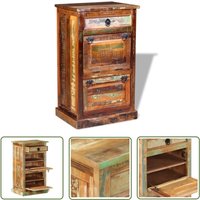 The Living Store Schuhschrank mit 4 Fächern und Schublade Altholz Massiv - Holzmöbel - Vintage Schuhschrank - Altholz Möbel - Schuhorganisation von LANGRAY