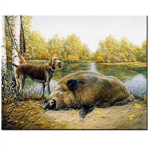 LANGYA DIY 5D Diamant Malerei Vollbohrer Kit, Jagd Wildschwein 25x30cm Bilder Diamont Painting Set Diamant Malen nach Zahlen Kreuzstich Stickerei Strass Mosaik Gemälde für Home Wand Dekor 10x12in von LANGYA