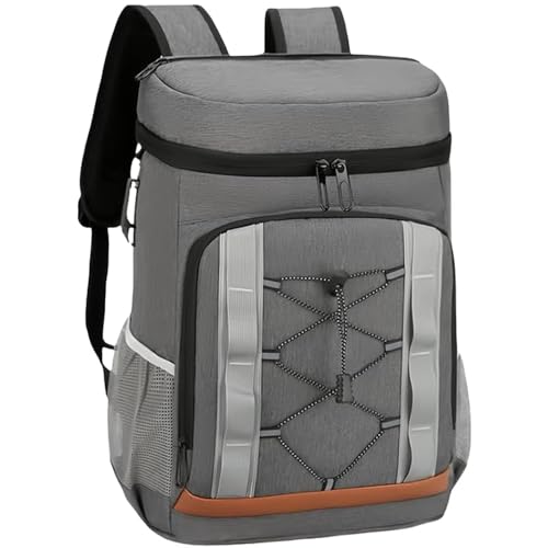 LANHUIYY Kühlrucksack 30L Kühltasche Rucksack Thermo Rucksack Picknickrucksäcke Kühltasche Groß Isoliert Cooler Bag Männer Frauen für Picknick/BBQs/Camping/Ausflügen/Einkaufen (Dunkelgrau, 30L) von LANHUIYY