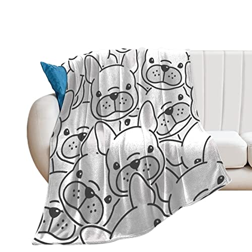 LANIY Kuscheldecke Hund Französische Bulldogge Welpe Wohndecke Super Weich Tagesdecke Flauschig Sofadecke Überwurf Decke Sofa & Couch 150x200cm von LANIY