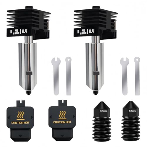 2 Pack 0.4MM Hotend für Bambu Lab H2D, Upgraded gehärtetem Stahl Düse Druckkopf Hot End Assembly Kit mit extra 2PCS 0.4MM Düse für H2D Combo 3D Drucker von LANKEGU