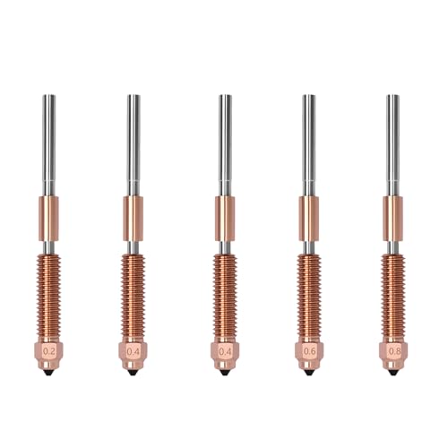 5PCS Quick-Swap Düse für Creality K1C, Titan-Kupfer-Legierung gehärtetem Stahl Düse, All-Metall integriert hohe Temperatur 0,2/0,4/0,6/0,8MM Düse Kits für K1C/Ender 3 V3 3D-Drucker von LANKEGU
