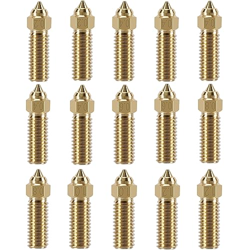 LANKEGU 15 Stück K1 Messing Düsen Set, 3D Drucker Hochge Schwindigkeits 5PCS 0,4mm Düsen und 2PCS 0,2mm, 0,6mm, 0,8mm, 1,0mm, 1,2mm Düsen Set für K1, K1 max von LANKEGU