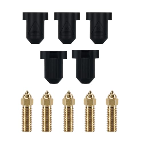 LANKEGU 5 Stück K1 Messingdüsen und Silikonsocken für K1, 3D-Drucker, 5 Stück Hochgeschwindigkeits-0,4-mm-Düsen-Set und 5 Stück Silikonsocken für K1, K1 Max, Ender 3 V3 KE, CR-10 SE, CR-M4 LANKEGU 5 Stück K1 Messingdüsen und Silikonsocken für K1, 3D-Drucker, 5 Stück Hochgeschwindigkeits-0,4-mm-Düsen-Set und 5 Stück Silikonsocken für K1, K1 Max, Ender 3 V3 KE, CR-10 SE, CR-M4 von LANKEGU