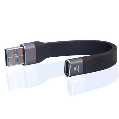 LANMINGLEL 10Gbps USB 3.1 Datenkabel Kurzes,Weich flach USB A Stecker auf Typ C Buchse Kabel,100 W PD Schnelllade Kabel,4K@60Hz USB C Kabel,für Smartphone, Power bank, Laptop 13cm von LANMINGLEL
