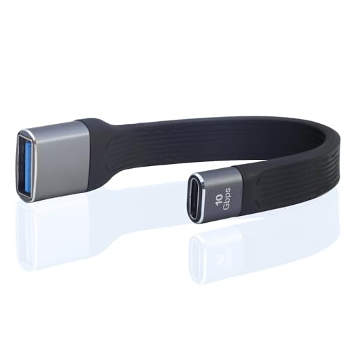 LANMINGLEL 10Gbps USB 3.1 Datenkabel Kurzes,Weich flach USB A Buchse auf Typ C Buchse Kabel,100 W PD Schnelllade Kabel,4K@60Hz USB C Kabel,für Smartphone, Power bank, Laptop 13cm von LANMINGLEL