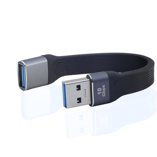 LANMINGLEL 10Gbps USB 3.1 Datenkabel Kurzes,Weich flach USB A Stecker auf Buchse Kabel,100 W PD Schnelllade Kabel,4K@60Hz USB A Kabel,für Smartphone, Power bank, Laptop 13cm von LANMINGLEL