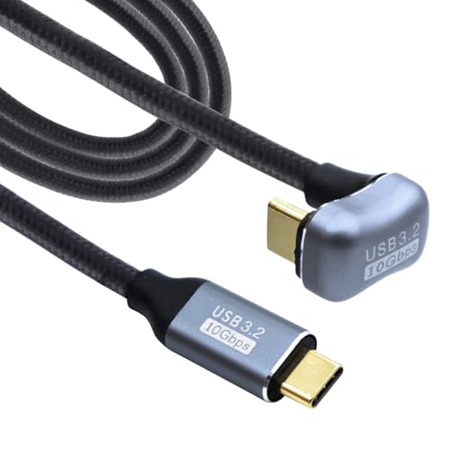 LANMINGLEL 10Gbps USB C U Form Winkel Datenkabel, 180 Grad USB Typ C Stecker auf Stecker Datenkabel,Geflochten aus Nylon Typ C Kabel,100W Schnellladekabel für Laptop, Tablet, Handy (3,28 Fuß) von LANMINGLEL