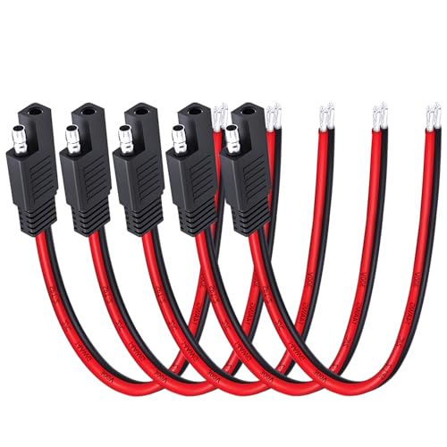 LANMINGLEL 14AWG SAE auf blankes Kabel,SAE Power Kfz-Kabel,SAE Verlängerungskabel SAE Schnellverbinder Trennstecker für Automotive, RV,Solarpanel (5-Stück) von LANMINGLEL