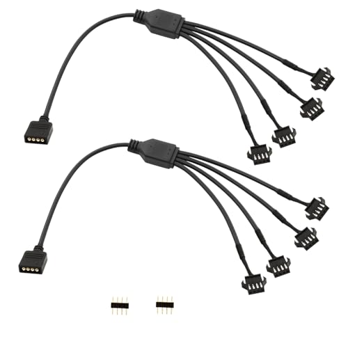 LANMINGLEL 4 Pin RGB Splitter Kabel, 12V 4Pin Buchse zu SM 4Pin Buchse RGB Verlängerung Stromkabel, PC RGB Kabel, für Computer Lüfter Motherboard LED Strip 2 Stück(F 1 bis 4) von LANMINGLEL