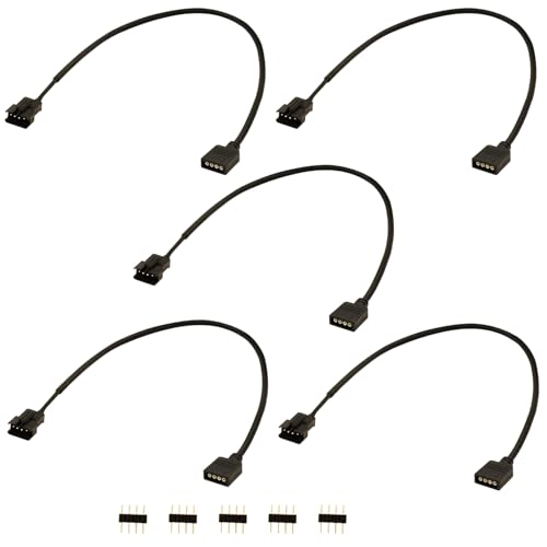 LANMINGLEL 4 Pin RGB Splitter Kabel, 12V 4Pin Buchse zu SM 4Pin Stecker RGB Verlängerung Stromkabel, PC RGB Kabel, für Computer Lüfter Motherboard LED Strip 5 Stück(M 1 bis 1) von LANMINGLEL