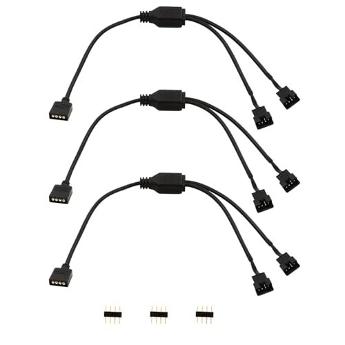 LANMINGLEL 4 Pin RGB Splitter Kabel, 12V 4Pin Buchse zu SM 4Pin Stecker RGB Verlängerung Stromkabel, PC RGB Kabel, für Computer Lüfter Motherboard LED Strip 3 Stück(M 1 bis 2) von LANMINGLEL