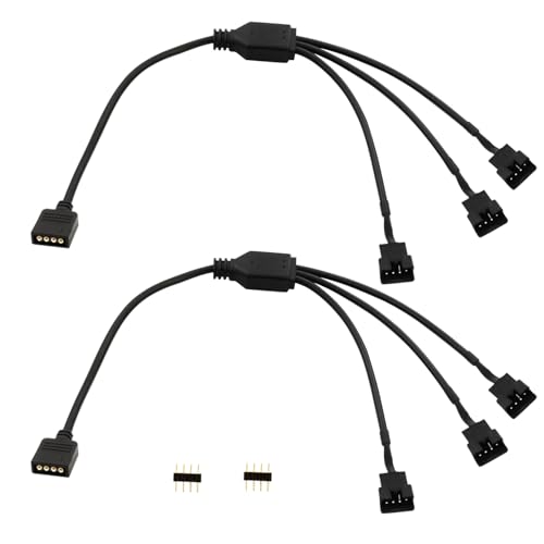 LANMINGLEL 4 Pin RGB Splitter Kabel, 12V 4Pin Buchse zu SM 4Pin Stecker RGB Verlängerung Stromkabel, PC RGB Kabel, für Computer Lüfter Motherboard LED Strip 2 Stück(M 1 bis 3) von LANMINGLEL