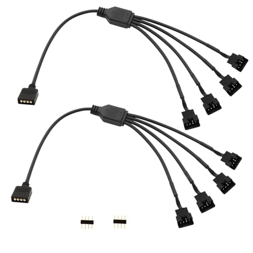 LANMINGLEL 4 Pin RGB Splitter Kabel, 12V 4Pin Buchse zu SM 4Pin Stecker RGB Verlängerung Stromkabel, PC RGB Kabel, für Computer Lüfter Motherboard LED Strip 2 Stück(M 1 bis 4) von LANMINGLEL