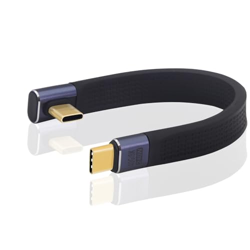 LANMINGLEL 240W USB4.0 C PD Schnelllade Kurzes Kabel,40Gbps USB C Daten Kabel Kurz, 90° Winkel USB Typ C flachkabel,8K@60Hz Videoübertragung, für Smartphone, Power bank, Laptop,Tablet(Typ-C M/MT) von LANMINGLEL