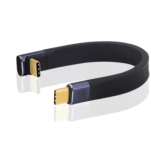 LANMINGLEL 240W USB4.0 C PD Schnelllade Kurzes Kabel,40Gbps USB C Daten Kabel Kurz, 90° Winkel USB Typ C flachkabel,8K@60Hz Videoübertragung, für Smartphone, Power bank, Laptop,Tablet(Typ C M/M-) von LANMINGLEL