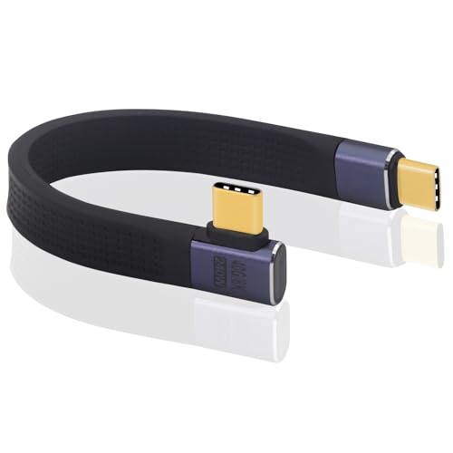 LANMINGLEL 240W USB4.0 C PD Schnelllade Kurzes Kabel,40Gbps USB C Daten Kabel Kurz, 90° Winkel USB Typ C flachkabel,8K@60Hz Videoübertragung, für Smartphone, Power bank, Laptop,Tablet(Typ C M/M1) von LANMINGLEL