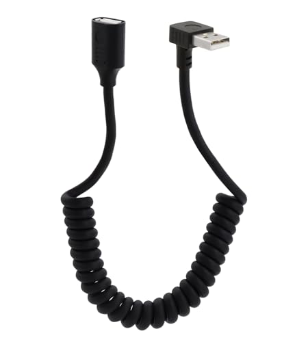 LANMINGLEL 90 Grad USB Stecker auf Buchse Federspiralkabel, Rechtwinkliges USB 2.0 Spiralkabel,Winkel USB Datenübertragungskabel für Maus, Tastatur, USB-Stick, Kartenlesegerät usw(nach unten) von LANMINGLEL