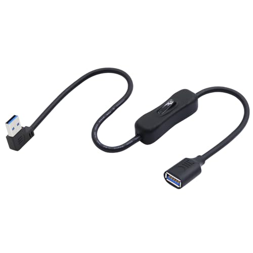 LANMINGLEL 90 Grad USB 3.0 Kabel mit EIN/Aus-Schalter,Kurzes USB Stecker zu Buchse Schalter Kabel,Unterstützt Daten und Strom für LED Lampe, USB Lüfter,Tastatur(links) von LANMINGLEL