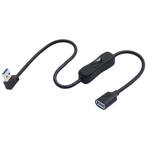 LANMINGLEL 90 Grad USB 3.0 Kabel mit EIN/Aus-Schalter,Kurzes USB Stecker zu Buchse Schalter Kabel,Unterstützt Daten und Strom für LED Lampe, USB Lüfter,Tastatur(rechts) von LANMINGLEL