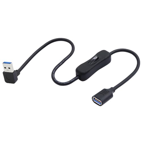 LANMINGLEL 90 Grad USB 3.0 Kabel mit EIN/Aus-Schalter,Kurzes USB Stecker zu Buchse Schalter Kabel,Unterstützt Daten und Strom für LED Lampe, USB Lüfter,Tastatur (unten) von LANMINGLEL