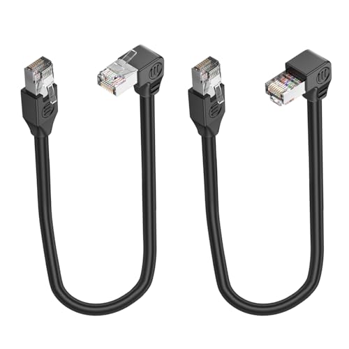 LANMINGLEL Kurzes 90 Grad Cat5e Ethernet Kabel Cat 5e LAN Verlängertes Kabel RJ45 Stecker zu Stecker Netzwerkkabel für Router Modem Smart TV PC Computer Laptop 30CM (Runter und hoch) von LANMINGLEL