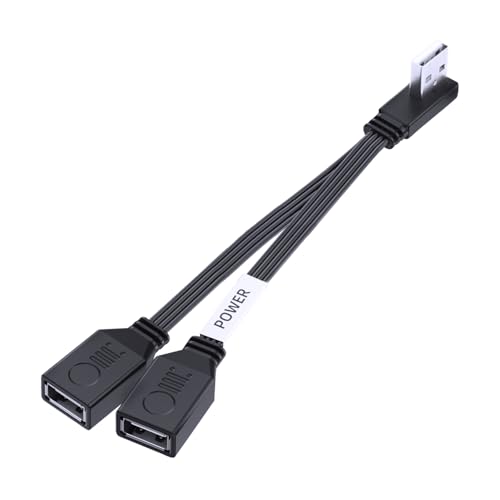 LANMINGLEL Kurzes 90 Grad PD 65W USB 2,0 Schnelllade kabel Flaches USB 2,0 Stecker auf 2 Buchsen Kabel Doppel USB Splitter Datenübertragung skabel für Telefone, Tablets, Laptops 10CM (Left Angle) von LANMINGLEL