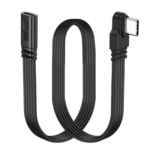 LANMINGLEL Kurzes 90 Grad USB Typ C 2.0 Flachkabel, PD 65W USB C 2.0 Schnellladekabel, Kurzes USB Typ C Flach Soft Datenkabel, Daten und Schnelllade Synchronisierungskabel (Seite Stecker zu Buchsen) von LANMINGLEL