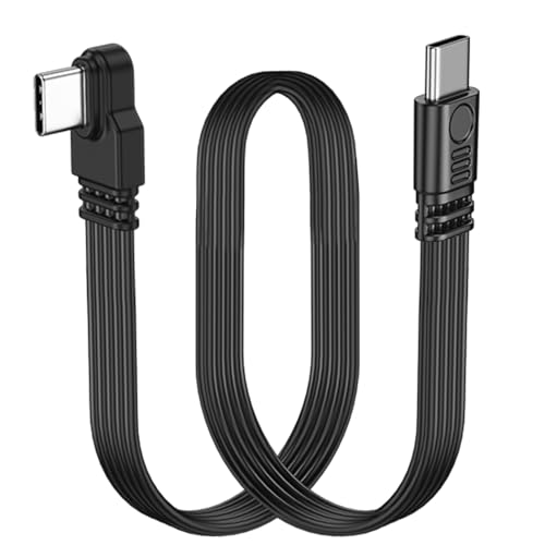 LANMINGLEL Kurzes 90 Grad USB Typ C 2.0 Flachkabel, PD 65W USB C 2.0 Schnellladekabel, Kurzes USB Typ C Flach Soft Datenkabel, Daten und Schnelllade Synchronisierungskabel (Seite zu Direkt) von LANMINGLEL