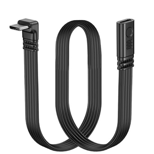 LANMINGLEL Kurzes 90 Grad USB Typ C 2.0 Flachkabel, PD 65W USB C 2.0 Schnellladekabel, Kurzes USB Typ C Flach Soft Datenkabel, Daten und Schnelllade Synchronisierungskabel (Winkel Stecker zu Buchsen) von LANMINGLEL