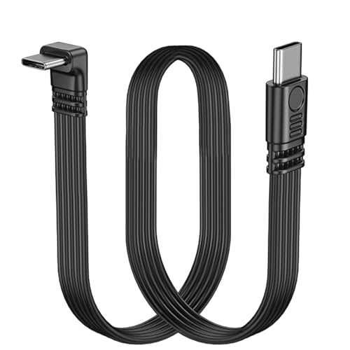 LANMINGLEL Kurzes 90 Grad USB Typ C 2.0 Flachkabel, PD 65W USB C 2.0 Schnellladekabel, Kurzes USB Typ C Flach Soft Datenkabel, Daten und Schnelllade Synchronisierungskabel (Winkel zu Direkt) von LANMINGLEL