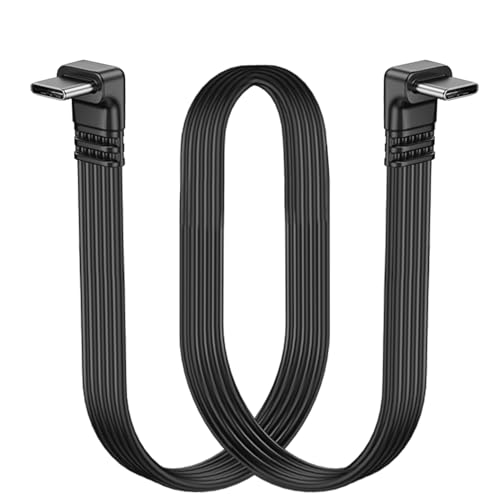 LANMINGLEL Kurzes 90 Grad USB Typ C 2.0 Flachkabel, PD 65W USB C 2.0 Schnellladekabel, Kurzes USB Typ C Flach Soft Datenkabel, Daten und Schnelllade Synchronisierungskabel (Winkel zu Winkel) von LANMINGLEL