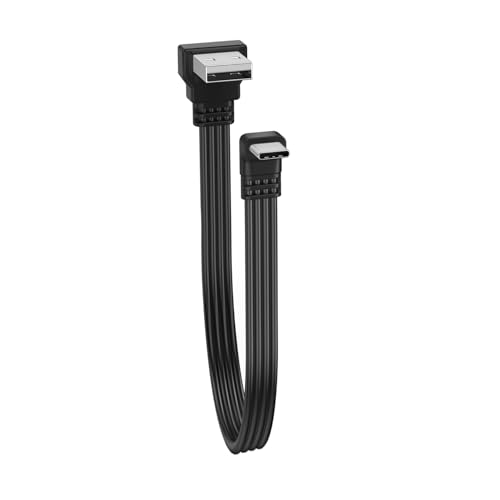 LANMINGLEL Kurzes 90 Grad flaches USB 2,0 Kabel USB Stecker auf Typ C Stecker flaches weiches Datenkabel 480Mbps Datenübertragungskabel für Telefone, Tablets, Laptops 30CM (Up Angle) von LANMINGLEL