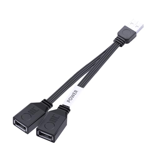LANMINGLEL Kurzes PD 65W USB 2,0 Schnelllade kabel Flaches USB 2,0 Stecker auf 2 Buchsen Kabel Doppel USB Splitter Datenübertragung skabel für Telefone, Tablets, Laptops 10CM (Straight) von LANMINGLEL