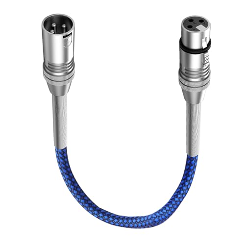 LANMINGLEL Kurzes XLR-Kabel,3 Pin Metallfeder Mikrofonkabel, XLR Stecker auf Buchse Heavy Duty Balanced Nylon Braided Cord Kompatibel mit Lautsprechern, Mikrofonen, Bühnenbeleuchtung und mehr von LANMINGLEL