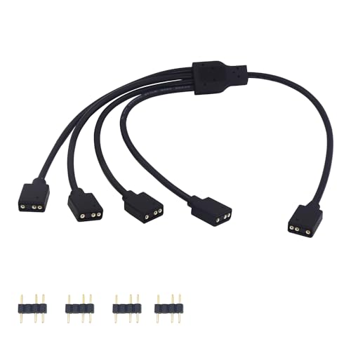 LANMINGLEL ARGB Splitter Kabel, 5V 1 Buchse Auf 4 Buchse 3 Pin Verlängerungskabel Für Computer PC Fans Und Andere LED Series (1 Zu 4) von LANMINGLEL