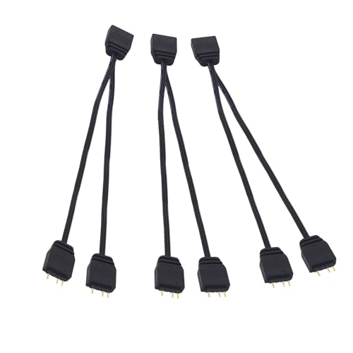 LANMINGLEL ARGB Splitter Kabel, 5V 1 Buchse Auf 2 Buchse 3 Pin Verlängerungskabel, Für Computer ARGB-Lüfter Und Andere LED Series, 3 Stück (1 Zu 2) von LANMINGLEL
